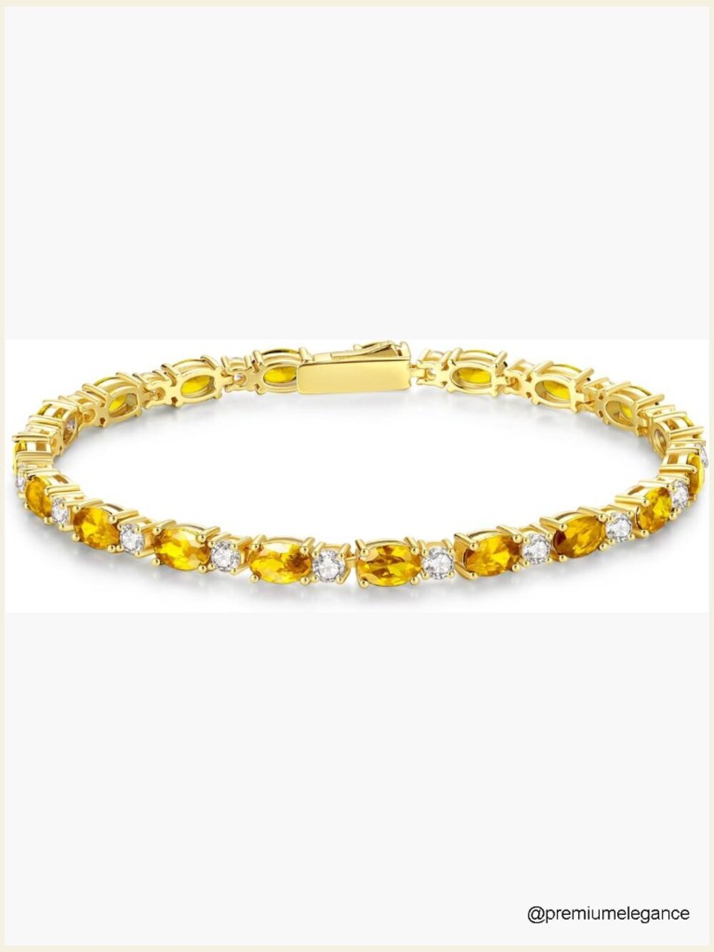 14k Gold Plated Birthstone Tennis Bracelet 7" Birthday Gift